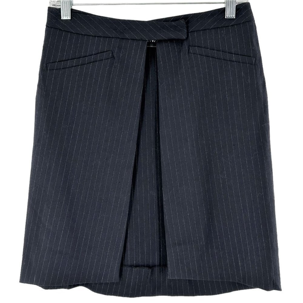 DEREK LAM 10 Crosby Black Pinstripe Over-Skirt Size Small